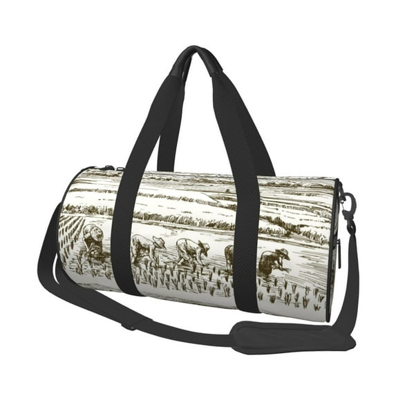 Easygdp Rice Harvest Travel Bag, Camping, Weekend, Carry On Overnight Duffel Bag with Shoulder Strap
