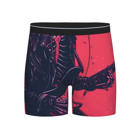 Easygdp Rock Skull Guitarist Men's Boxer Briefs Men’s Underwear Boxer Briefs for Men