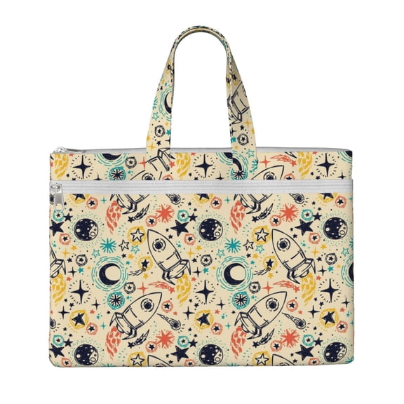 Easygdp Rockets Canvas Document Bag File Bag Handle Business Briefcase Bag A4 File Organizer Organizer Handbag Briefcase
