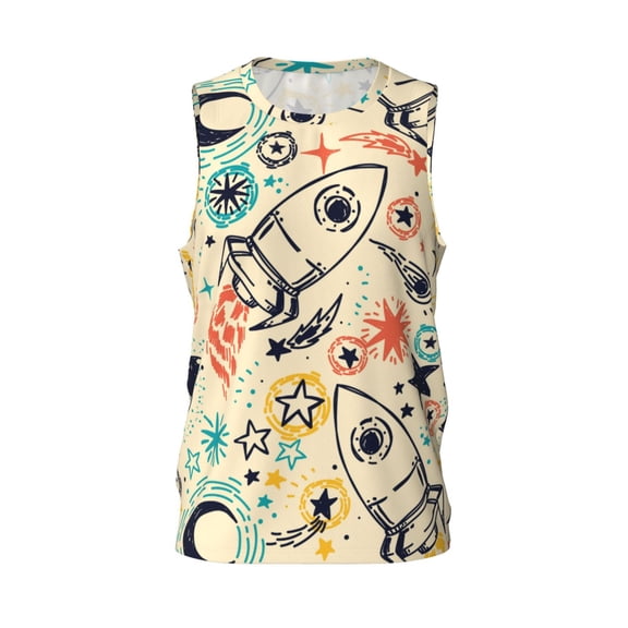 Easygdp Rockets Men's Mesh Basketball Jersey Quick Drying Sleeveless Shirts Fitted Muscle Tank Tops Sport Round Neck T-Shirt - Large