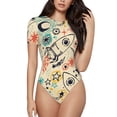 thumbnail image 1 of Easygdp Rockets Women'S Waist-Cinching Short-Sleeved Onesie, Olastic Onesiet,Snaps At Bottom,Easy To Put On And Take Off - X-Large, 1 of 9