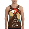 thumbnail image 1 of Easygdp Rooster And Chicken Men's Tank Top, Sleeveless Muscle T Shirts, Breathable, Quick-Dry, Loose for Gym, Running, Fitness - Medium, 1 of 9