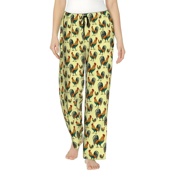 Easygdp Roosters In Farm Women's Drawstring Pajama Pants | Lounge Joggers Sweatpants | Comfy Sleepwear | Yoga Pants-X-Large