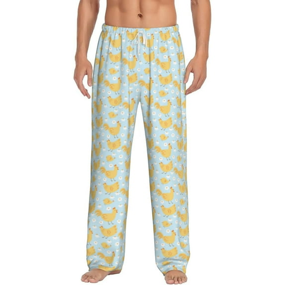 Easygdp Roosters Men's Pajama Pant, Sleep Elastic Waistband Lounge Pants - Large