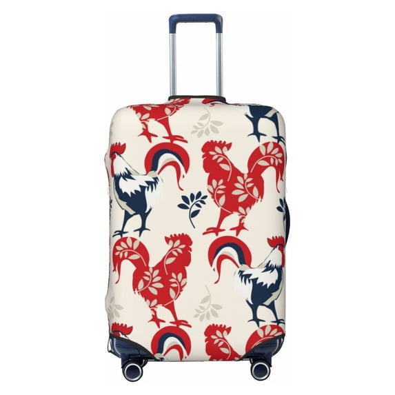 Easygdp Roosters Print Elastic and Washable Suitcase Protective Cover with Hidden Zipper Fits 18-32 inch Luggage -Medium