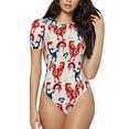 thumbnail image 1 of Easygdp Roosters Women's One-Piece Swimsuit Slim Fit Crew Neck Bodysuit Athletic Swimwear with Concealed Buckle - Medium, 1 of 9