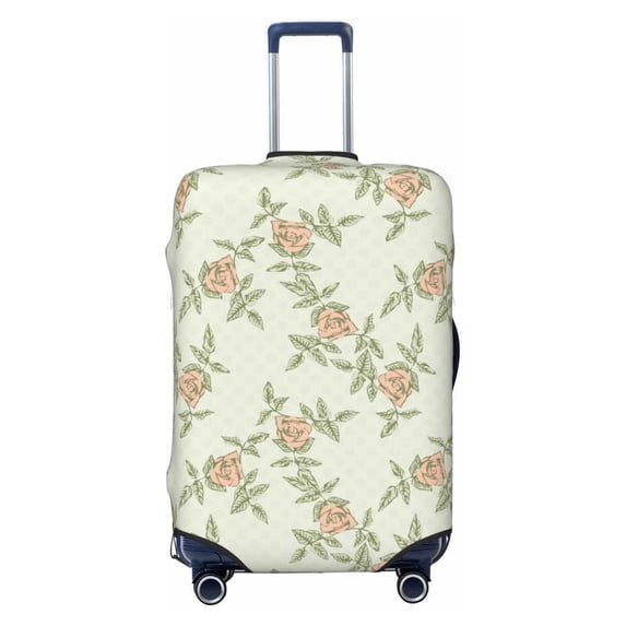 Easygdp Rose Darkseagreen Color Background Double-Sided Printed Elastic Suitcase Protective Cover,Invisible Zipper,Travel And Business Trip Luggage Cases,Washable And Resistant To Falling -Small