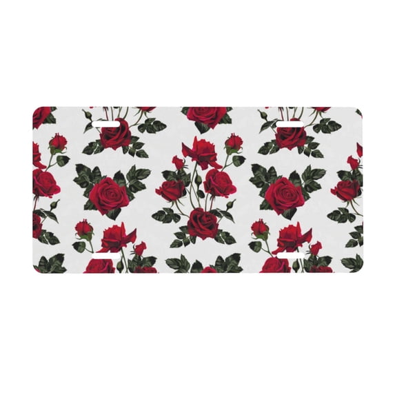 Easygdp Rose Flowers License Plate Car Front License Plate Car Decoration Car Accessories Front Tag Plate Standard Size