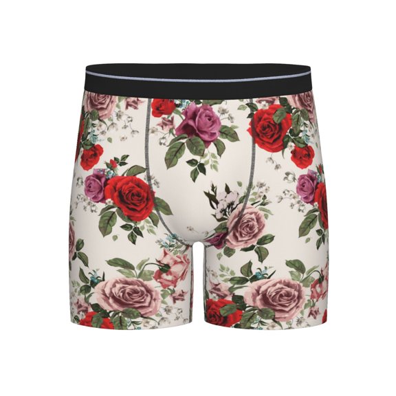 Easygdp Rose Flowers Men's Boxer Briefs Men’s Underwear Boxer Briefs for Men