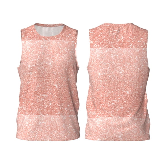 Easygdp Rose Gold Glitter Men's Mesh Basketball Jersey Quick Drying Sleeveless Shirts Fitted Muscle Tank Tops Sport Round Neck T-Shirt - 3X-Large