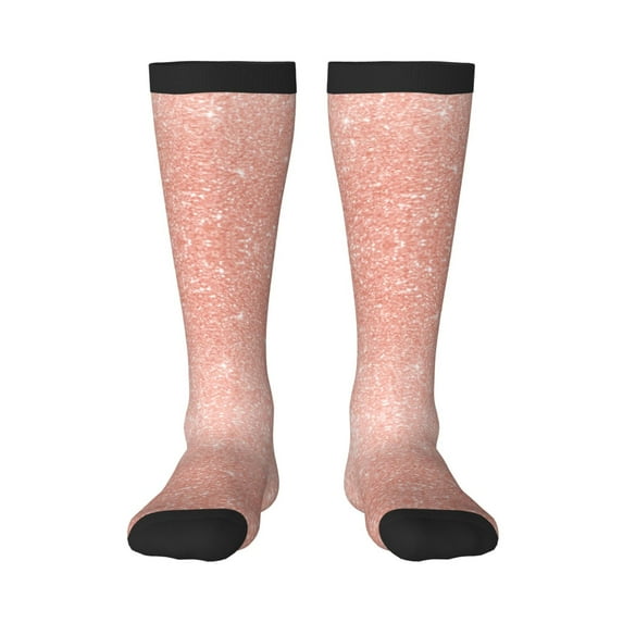 Easygdp Rose Gold Glitter Soccer Socks Sport Knee High Socks Calf Compression Athletic Socks for Men and Women