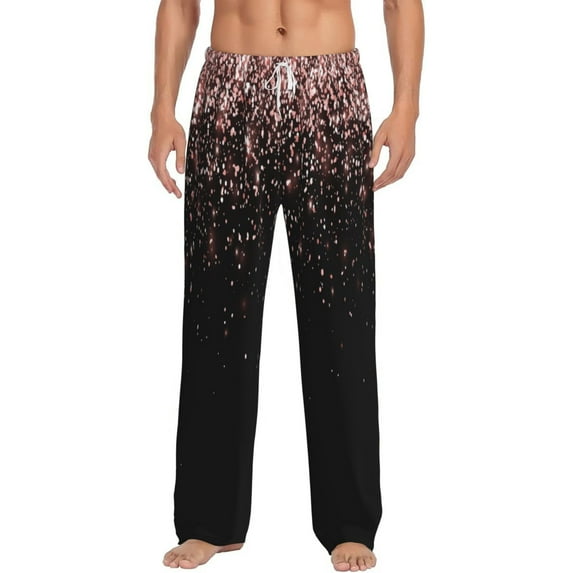 Easygdp Rose Gold Glitter1 Men's Pajama Pant, Sleep Elastic Waistband Lounge Pants - Small