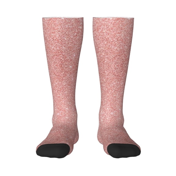 Easygdp Rose Gold Pink Glitter Soccer Socks Sport Knee High Socks Calf Compression Athletic Socks for Men and Women