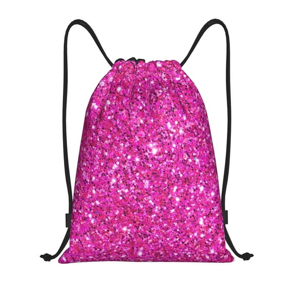 Easygdp Rose Red Glitter Drawstring Backpack, Beach Sackpack, Travel Sackpack Lightweight for Sports, Gym, Travel, Swimming - Small