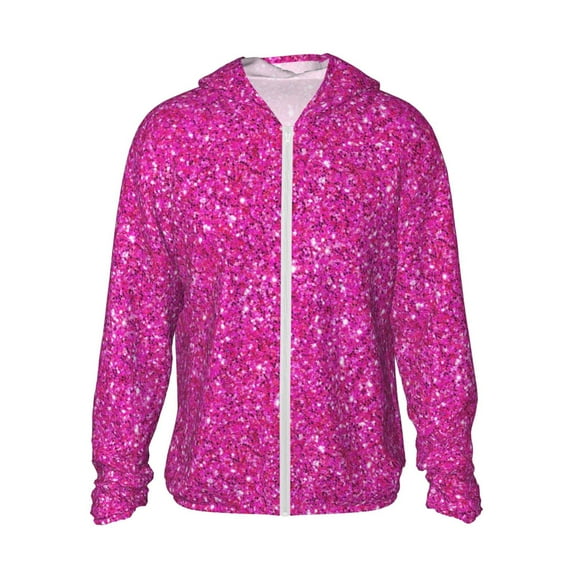Easygdp Rose Red Glitter Lightweight Long Sleeve Sun Shirt Sports long-Sleeved Sun Protective Clothing, Quick Drying Breathable - Medium