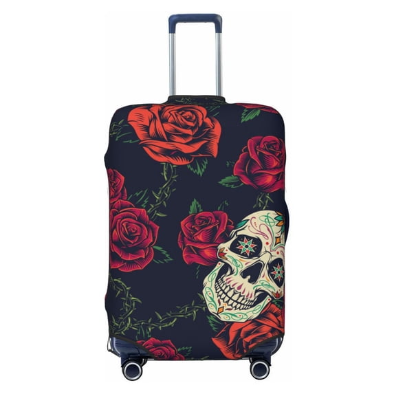 Easygdp Roses Skulls Print Elastic and Washable Suitcase Protective Cover with Hidden Zipper Fits 18-32 inch Luggage -X-Large