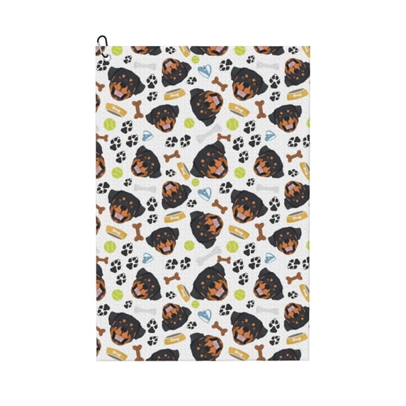 Easygdp Rottweiler Golf Towel 24x16in for Men and Women with Carabiner Clip for Easy Attachment