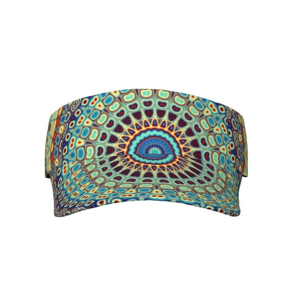 Easygdp Round Mandala1 Stretchy Visor - Unisex Visor Hat for Men and Women, UPF 50 Sun Protection Visor, Ultra-Light