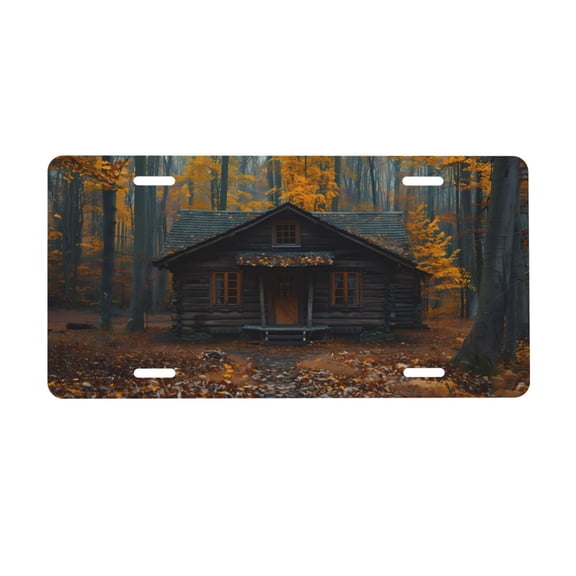 Easygdp Rustic Cabin Autumn Forest License Plate Car Front License Plate Car Decoration Car Accessories Front Tag Plate Standard Size