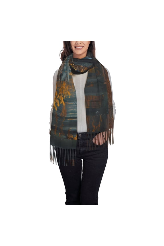 Rustic Cabin Autumn Forest Women's Scarf Womens Winter Scarf, Fashion Scarfs for Women, Shawls and Wraps, Long Blanket Scarf