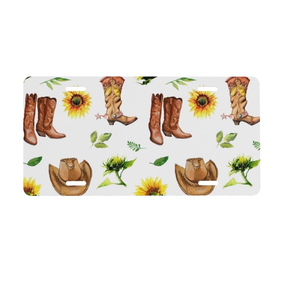 Easygdp Rustic Western Charm License Plate Car Front License Plate Car Decoration Car Accessories Front Tag Plate Standard Size