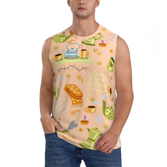 Easygdp Scandinavian Style Hygge Men's Breathable Tank Tops Sleeveless Sporty T Shirts for Basketball, Mountaineering, Bodybuilding -Medium
