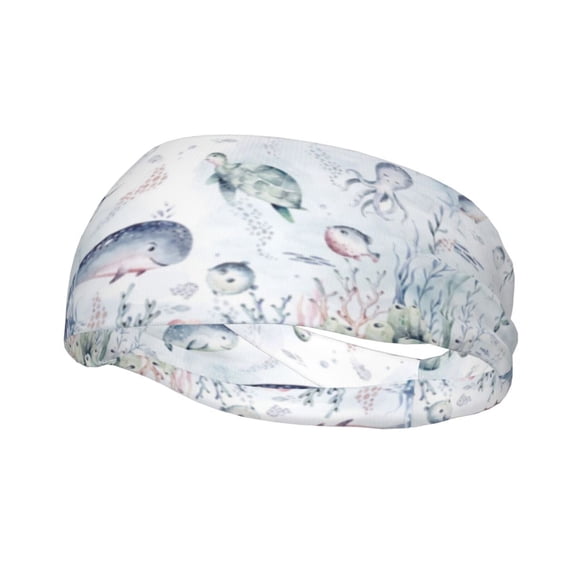 Easygdp Sea Animals Sports Headband Non Slip Headband Unisex for Head Circumference 19.6 - 22.4 inch