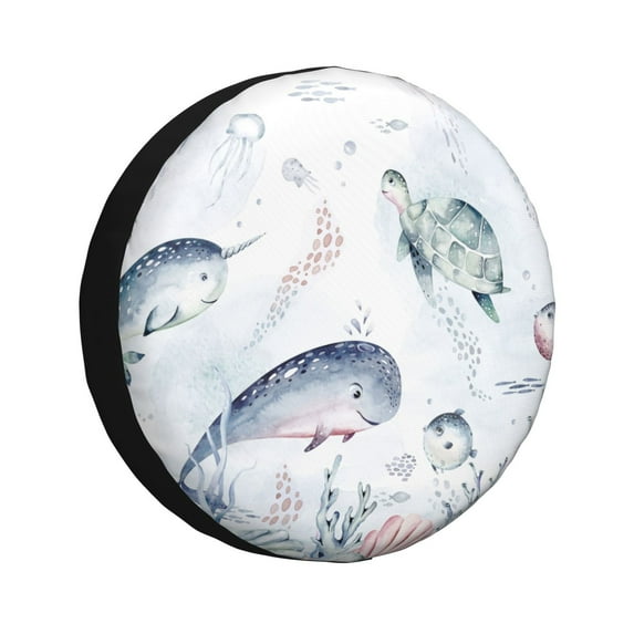 Easygdp Sea Animals Wheel Sun Guard, Spare Tire Cover,Universal Trailer Suv Truck Camper Travel,Easy To Install And Remove -15 Inch
