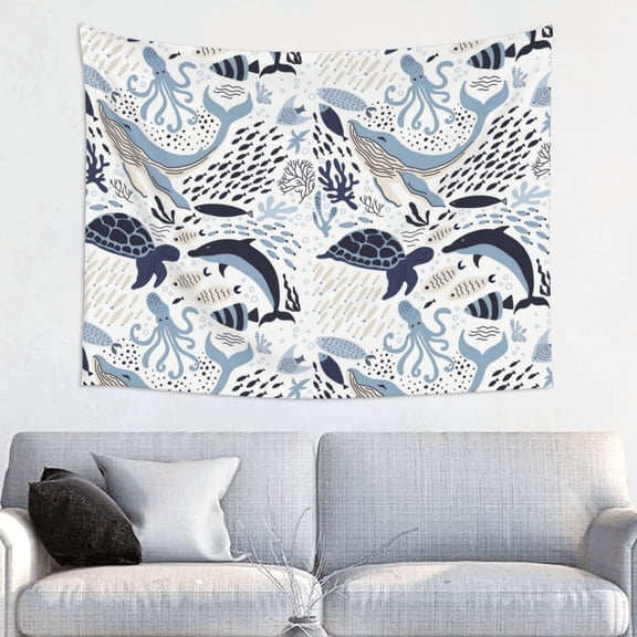 Easygdp Sea Life Elements Tapestrys Boutique Decor Wall Hanging for Living Room Bedroom Office Decor 29x37in