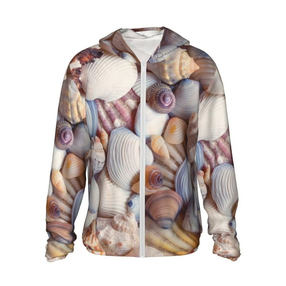 Easygdp Sea Shells Lightweight Long Sleeve Sun Shirt Sports long-Sleeved Sun Protective Clothing, Quick Drying Breathable-Small