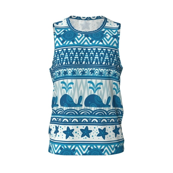 Easygdp Sea Underwater Animals Men's Mesh Basketball Jersey Quick Drying Sleeveless Shirts Fitted Muscle Tank Tops Sport Round Neck T-Shirt - Large