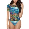 thumbnail image 1 of Easygdp Sea World Women's One-Piece Swimsuit Slim Fit Crew Neck Bodysuit Athletic Swimwear with Concealed Buckle - XX-Large, 1 of 9
