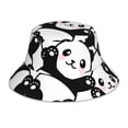 thumbnail image 1 of Easygdp Seamless Pattern Cute Panda Double-Sided Reflective Fisherman Hat for Outdoor and Night Walking, Unisex, 1 of 9