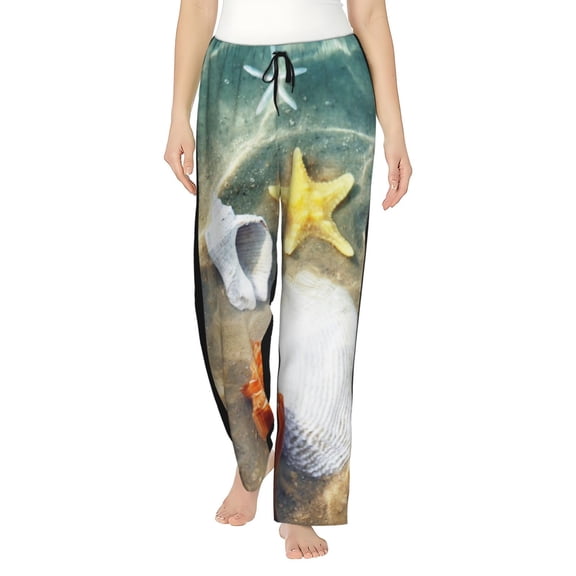 Easygdp Seashell On The Beach Women's Drawstring Pajama Pants | Lounge Joggers Sweatpants | Comfy Sleepwear | Yoga Pants-XX-Large