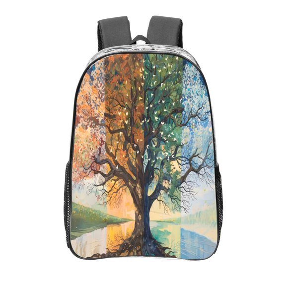 Easygdp Seasonal Tree Reflection Clear Backpack, Transparent Bookbag for School for Women Men, Capacity Clear Bag for College, Travel