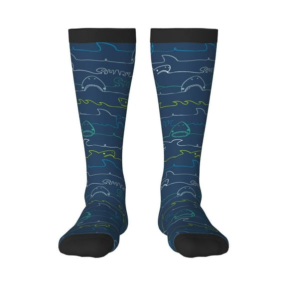 Easygdp Shark Soccer Socks Sport Knee High Socks Calf Compression Athletic Socks for Men and Women