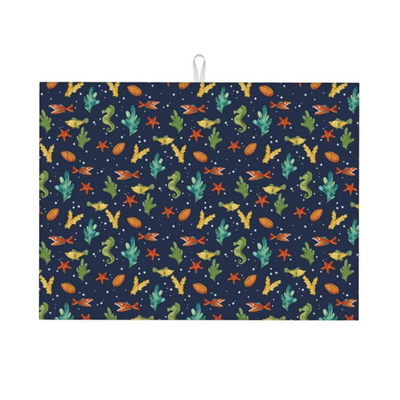 Easygdp Shells And Seaweed Microfiber Absorbent Dish Drying Pad,Kitchen Drying Mat,Can Be Hung, Strong Water Absorption Capacity,Quick Drying
