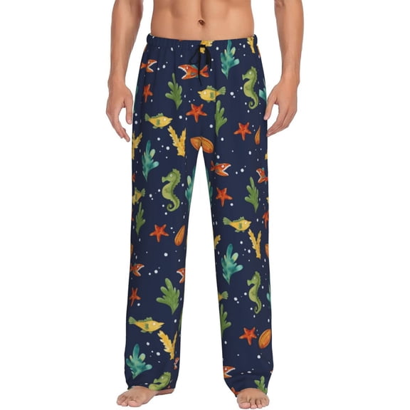 Easygdp Shells and Seaweed Men's Pajama Pant, Sleep Elastic Waistband Lounge Pants - Medium