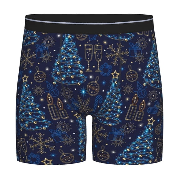 Easygdp Shining Christmas Tree Men's Boxer Briefs Men’s Underwear Boxer Briefs for Men