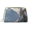 thumbnail image 1 of Easygdp Silver Dragon Mountain Peaks Leather Makeup Bag Zipper Pouch Travel Cosmetic Organizer for Women and Girls, Make up Bag with Zipper, 1 of 8
