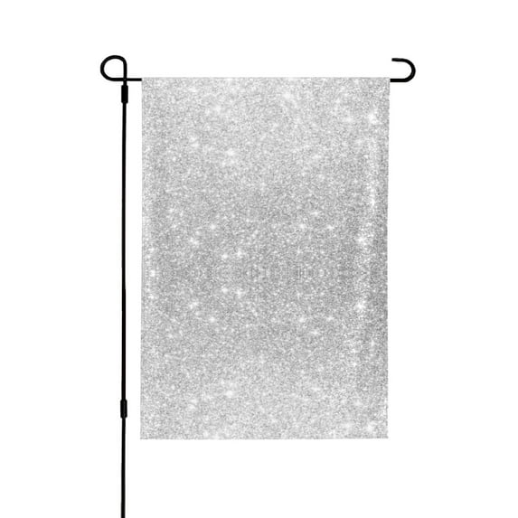 Easygdp Silver Glitter Garden Flag Yard Flag Welcome Flag, Double-Sided, Weather Resistant for Outdoor Decor -