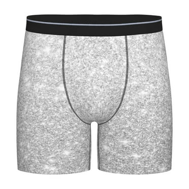 Easygdp Silver Glitter Men's Boxer Briefs Men’s Underwear Boxer Briefs for Men