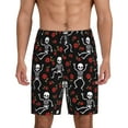 thumbnail image 1 of Easygdp Skeleton with Roses Men's Short Pajama Pants, Sleep Shorts, Household Pants, Casual Pants with Pockets - Medium, 1 of 9