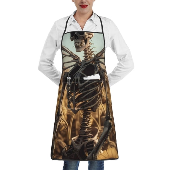 Easygdp Skull Butterfly Sunflower Apron Waterdrop Resistant with 2 Pockets,Oil Resistant Cooking Kitchen Chef Apron for Women Men