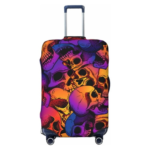 Easygdp Skull Double-Sided Printed Elastic Suitcase Protective Cover,Invisible Zipper, Business Trip Luggage Cases,Washable And Resistant To Falling -Large