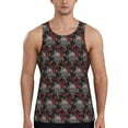 thumbnail image 1 of Easygdp Skull and Red Roses Men's Tank Top, Sleeveless Muscle T Shirts, Breathable, Quick-Dry, Loose for Gym, Running, Fitness - X-Large, 1 of 9