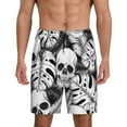 thumbnail image 1 of Easygdp Skull and palm leaves Men's Short Pajama Pants, Sleep Shorts, Household Pants, Casual Pants with Pockets - Medium, 1 of 9