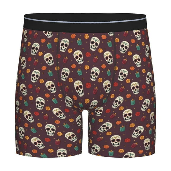 Easygdp Skull colorful flower Men's Boxer Briefs Men’s Underwear Boxer Briefs for Men