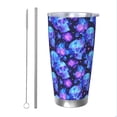 thumbnail image 1 of Easygdp Skull flower star sky 20oz Stainless Steel Vacuum Insulated Double Wall Travel Tumbler, Durable Insulated Coffee Mug with Spillproof Lid-Straw Two-piece Set, 1 of 8