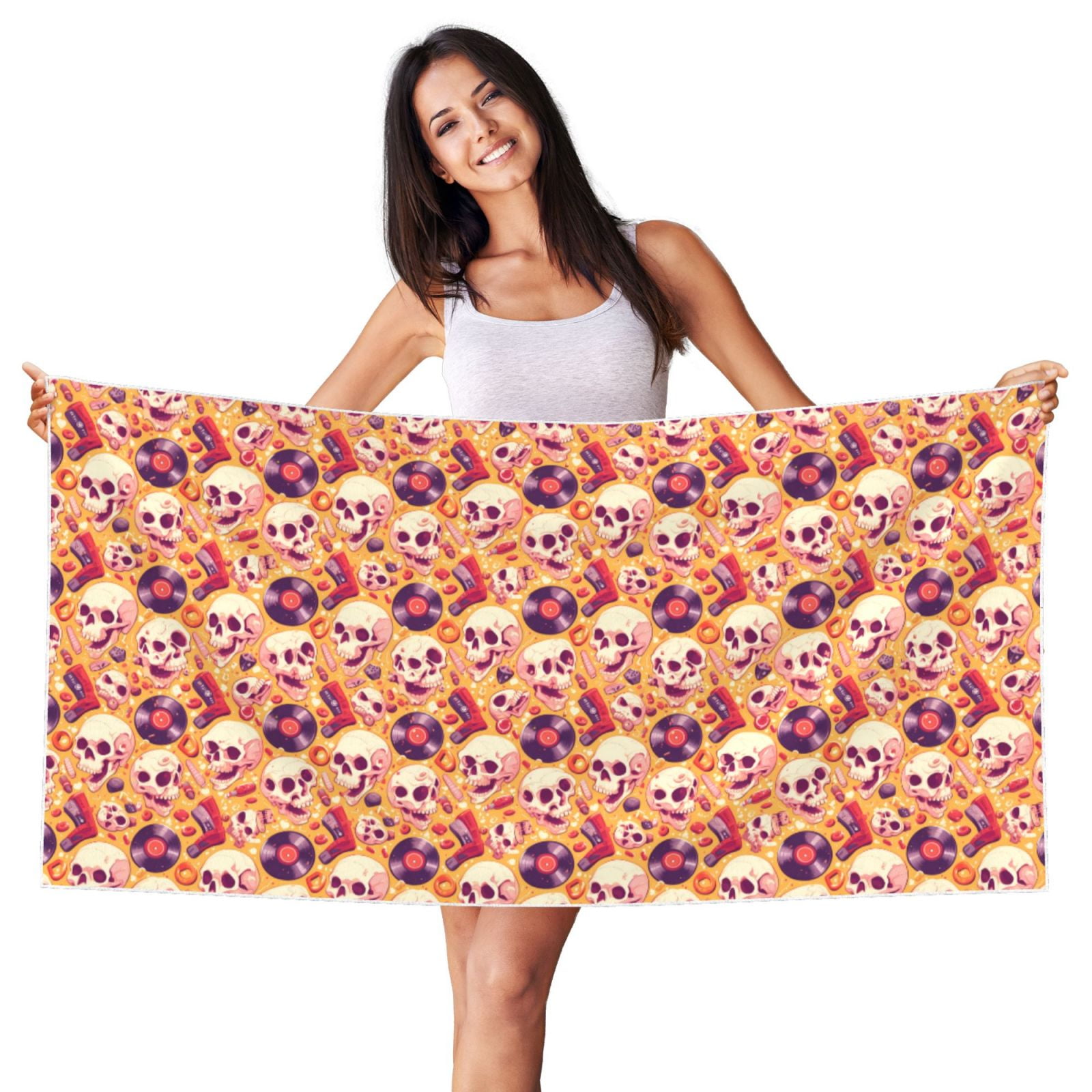 BLUE SKULL SURFBOARD BEACH TOWEL main image 0